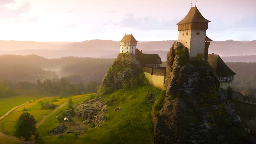 An establishing shot of Trosky Castle in Kingdom Come: Deliverance 2.